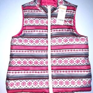 Gymboree 7/8 Pink & Gray Fair Isle Puffer Vest NWT